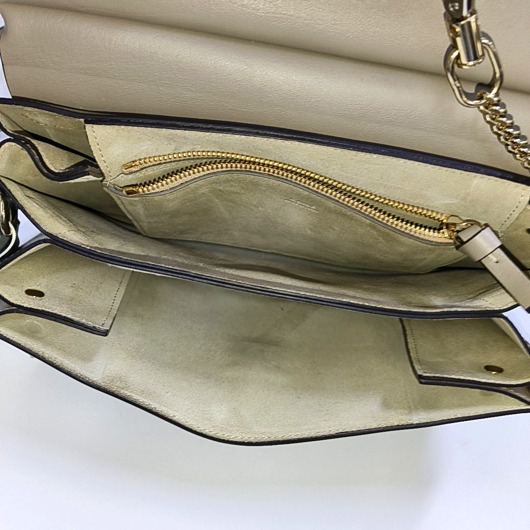 Chloé Faye Medium size Khaki Calf Leather Crossbody Shoulder Bag Golden hardware Removable shoulder strap-(SKU)-952757311