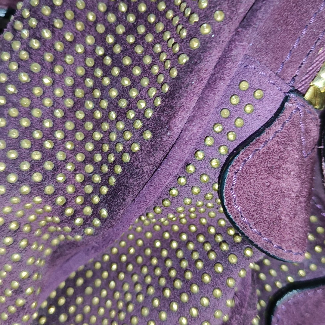 BURBERRY Purple Velvet Leather Tote Bag Golden hardware-(SKU)-12946177