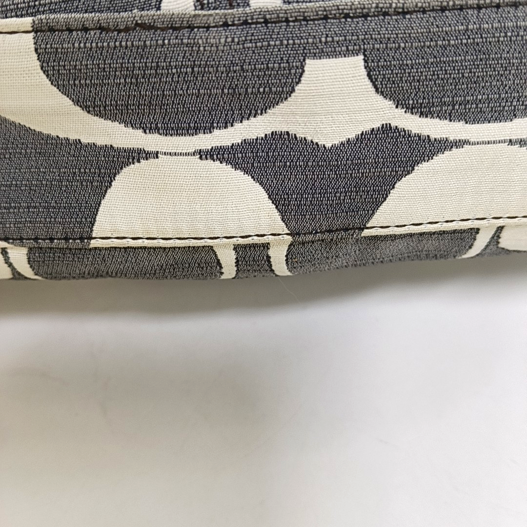 COACH Grey Canvas Monogram Single Shoulder Bag Silver Hardware-(SKU)-935729806
