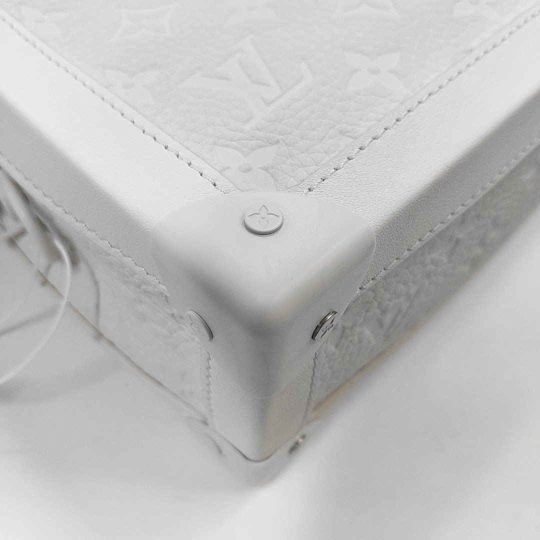 LOUIS VUITTON SOFT TRUNK White Cowhide Monogram Embossed Crossbody Bag Handbag Shoulder Bag White Hardware-(SKU)-955121168