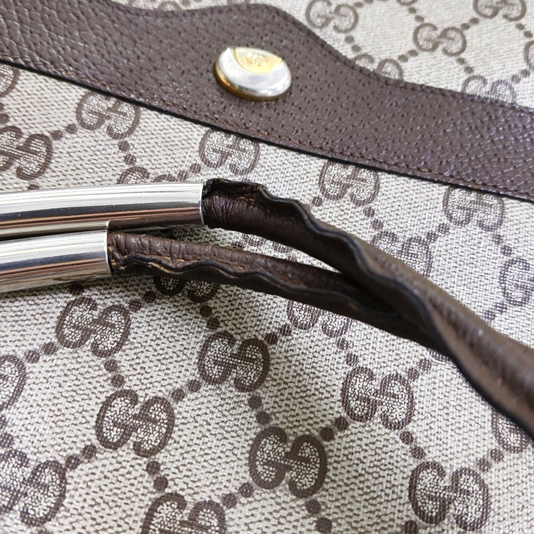 GUCCI Bucket bag Khaki Coated Canvas Monogrammed Single Shoulder Bag Golden Silver Hardware-(SKU)-958759769
