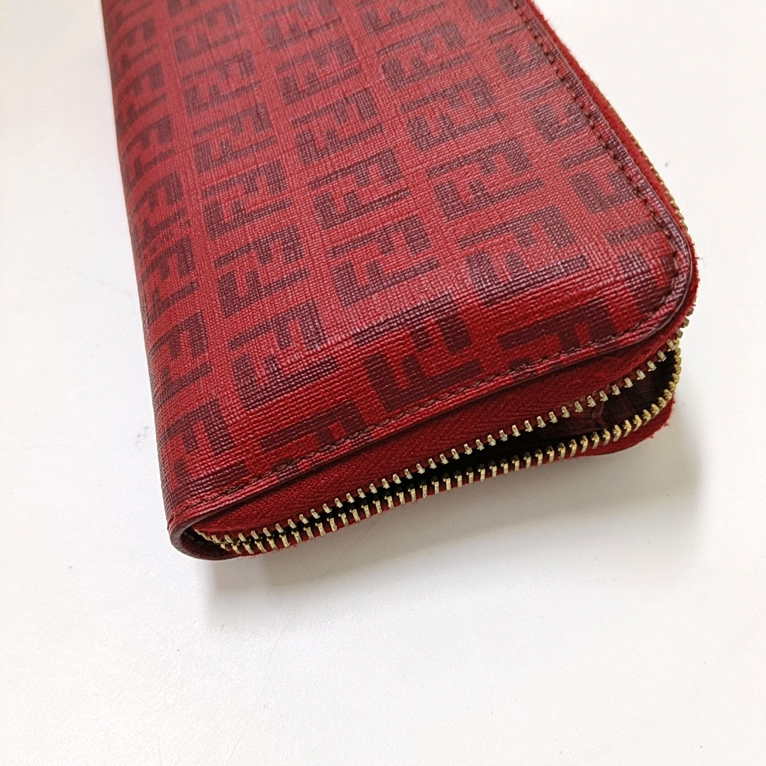 FENDI 红色牛皮双F钱包 Golden hardware-(SKU)-944924331