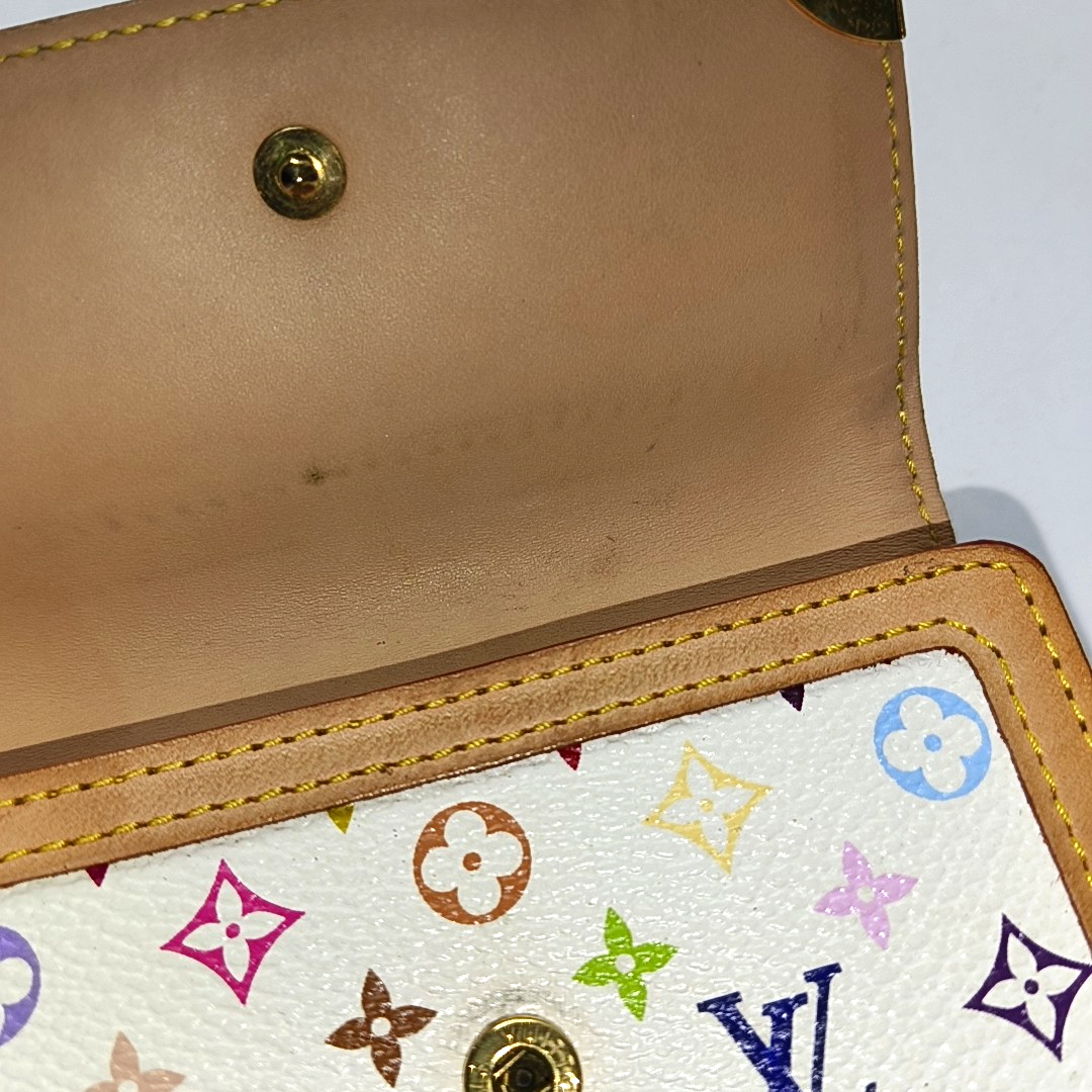 LOUIS VUITTON INTERNATIONAL White Tricolor Coated Canvas Monogrammed Wallet Golden hardware-(SKU)-956534892