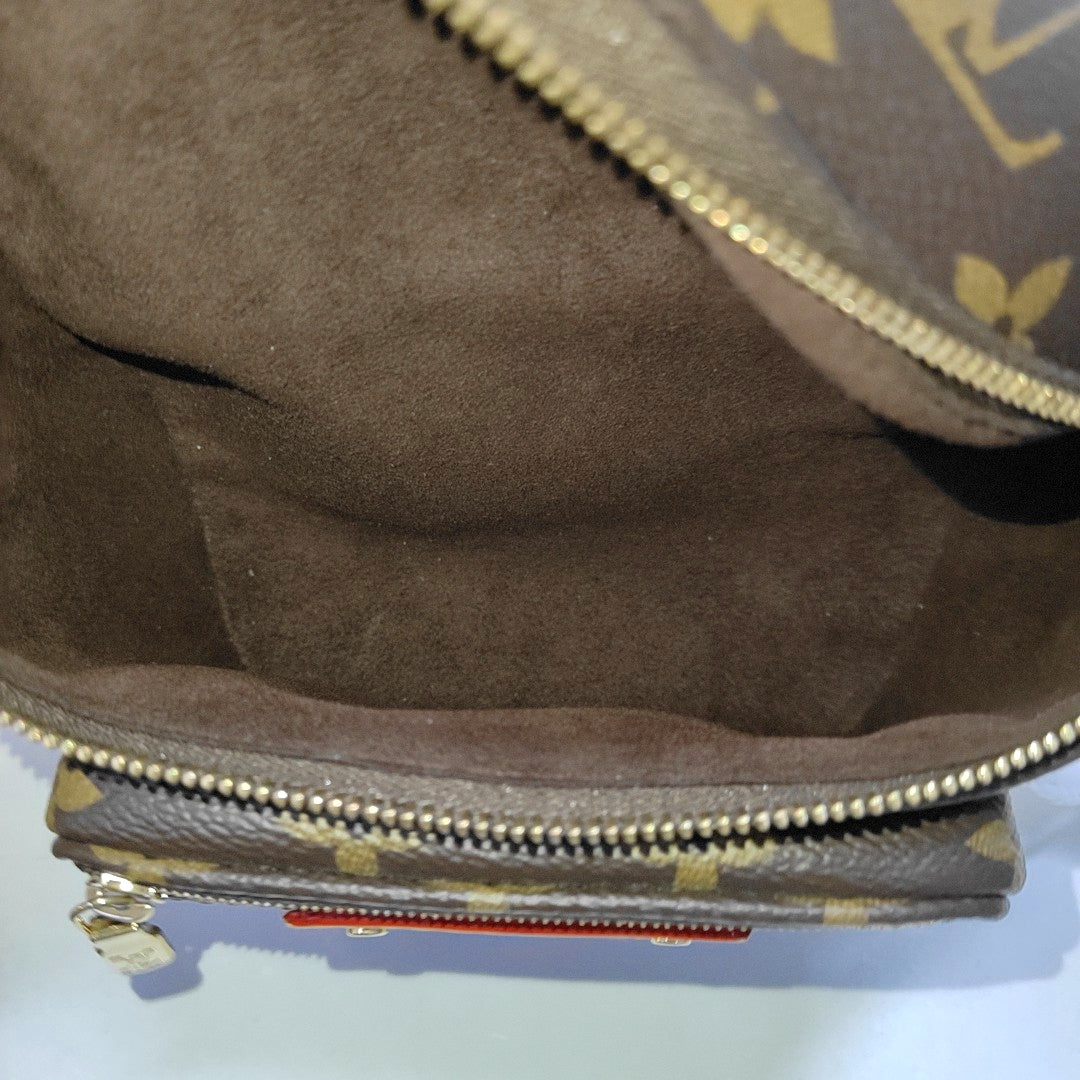 LOUIS VUITTON BUMBAG Mini Brown Coated Canvas Monogram Crossbody Belt Bag Shoulder Bag 2 Detachable Straps-(SKU)-968406235