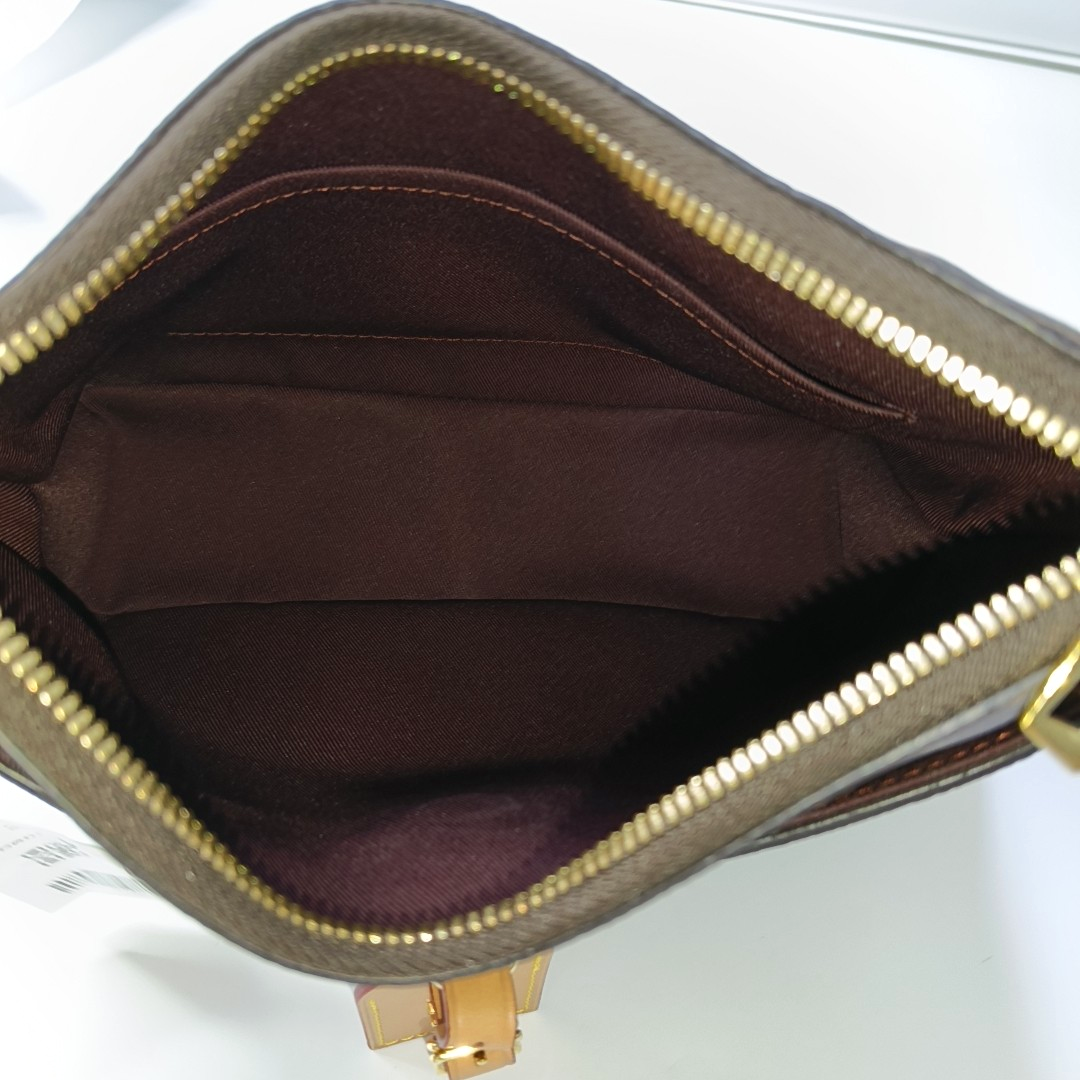 LOUIS VUITTON ODEON Small Brown Coated Canvas Monogram Crossbody Bag Shoulder Bag Gold Hardware Removable Strap-(SKU)-962155692