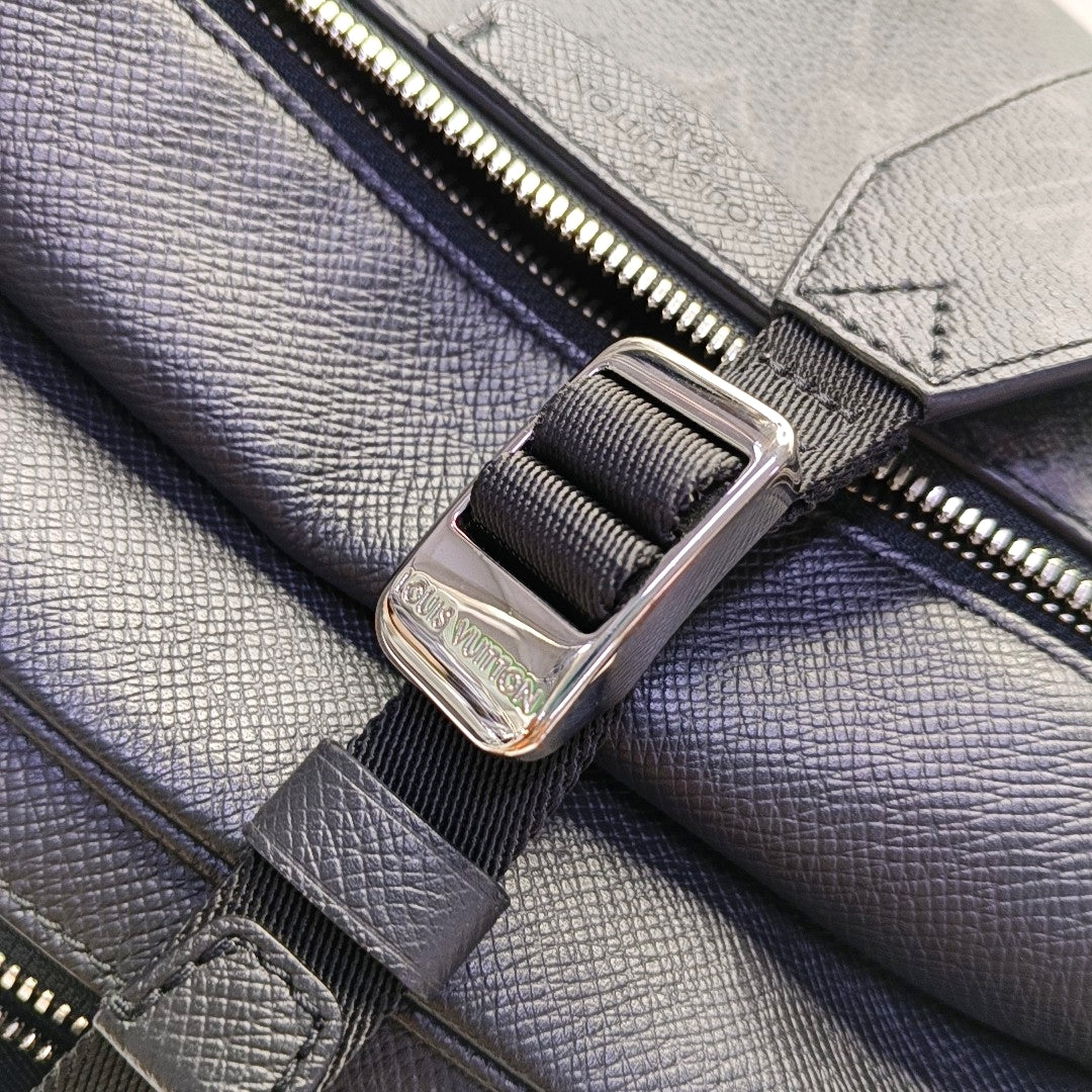 LOUIS VUITTON OUTDOOR Small Black Calfskin Monogram Messenger Bag Shoulder Bag Crossbody with Silver Hardware-(SKU)-969653637