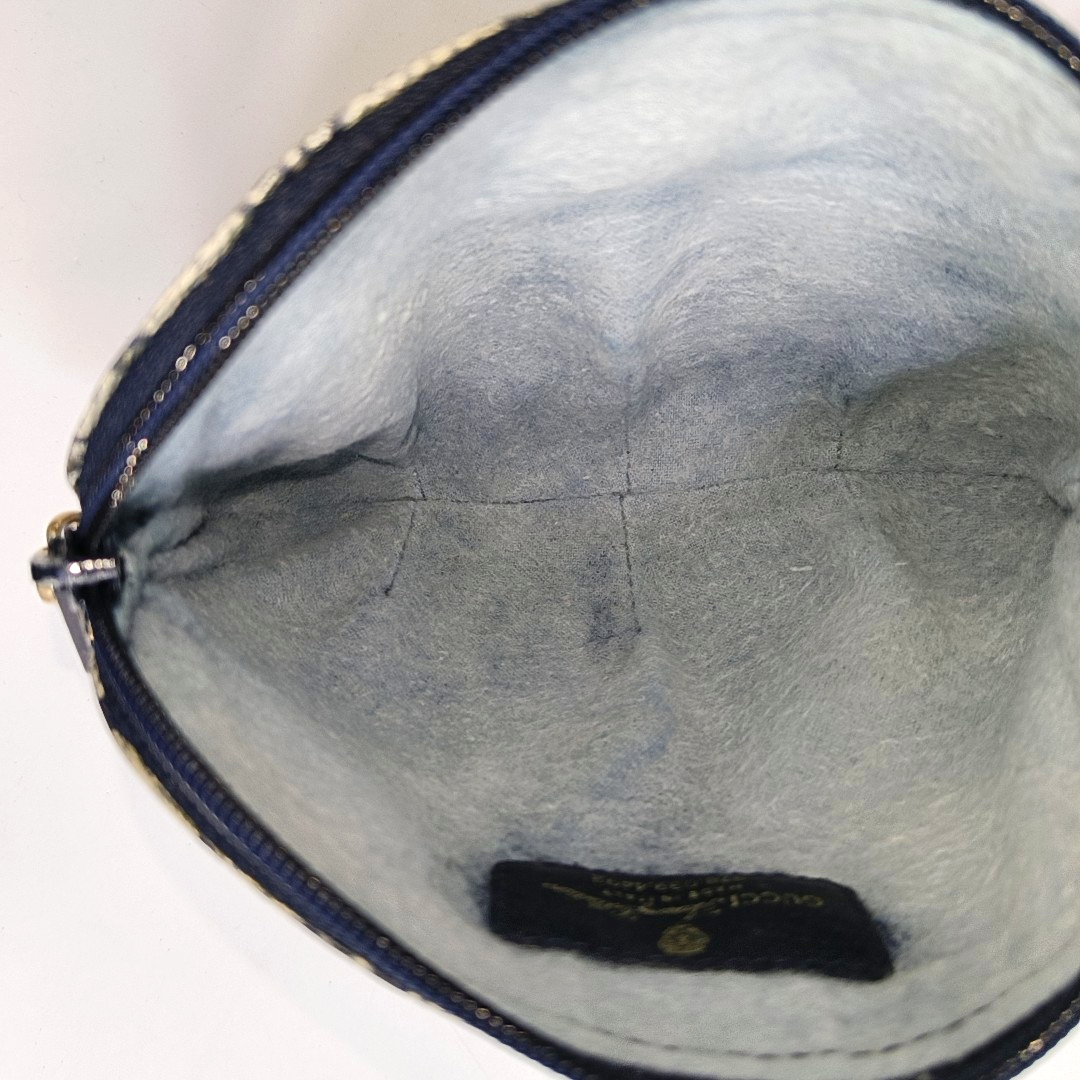GUCCI Grey Coated Canvas Monogrammed Clutch Blue hardware-(SKU)-948490565