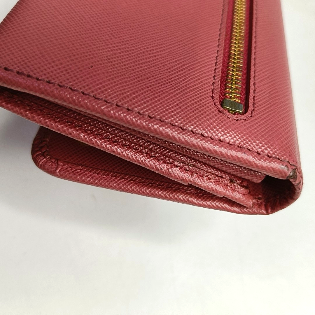 PRADA Pink cowhide cross-grain wallet Golden hardware-(SKU)-955720758