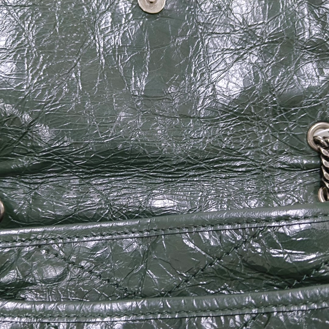 YSL NIKI Small Dark Green Leather Quilted V Pattern Shoulder Bag and Crossbody with Detachable Strap, Black Rhodium-Plated Hardware-(SKU)-965294545