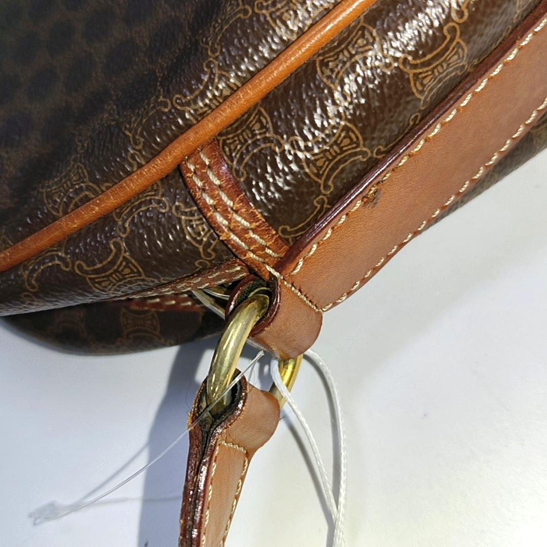 CELINE Brown Coated Canvas Triumph Gate Single Shoulder Crossbody Bag Golden hardware-(SKU)-14339227