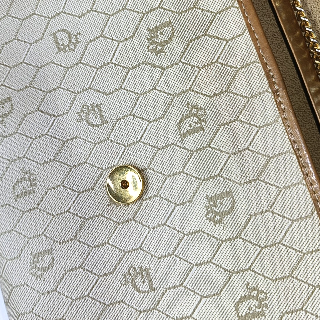 DIOR Khaki Coated Canvas Monogram Printed Shoulder Bag Golden hardware-(SKU)-957692854