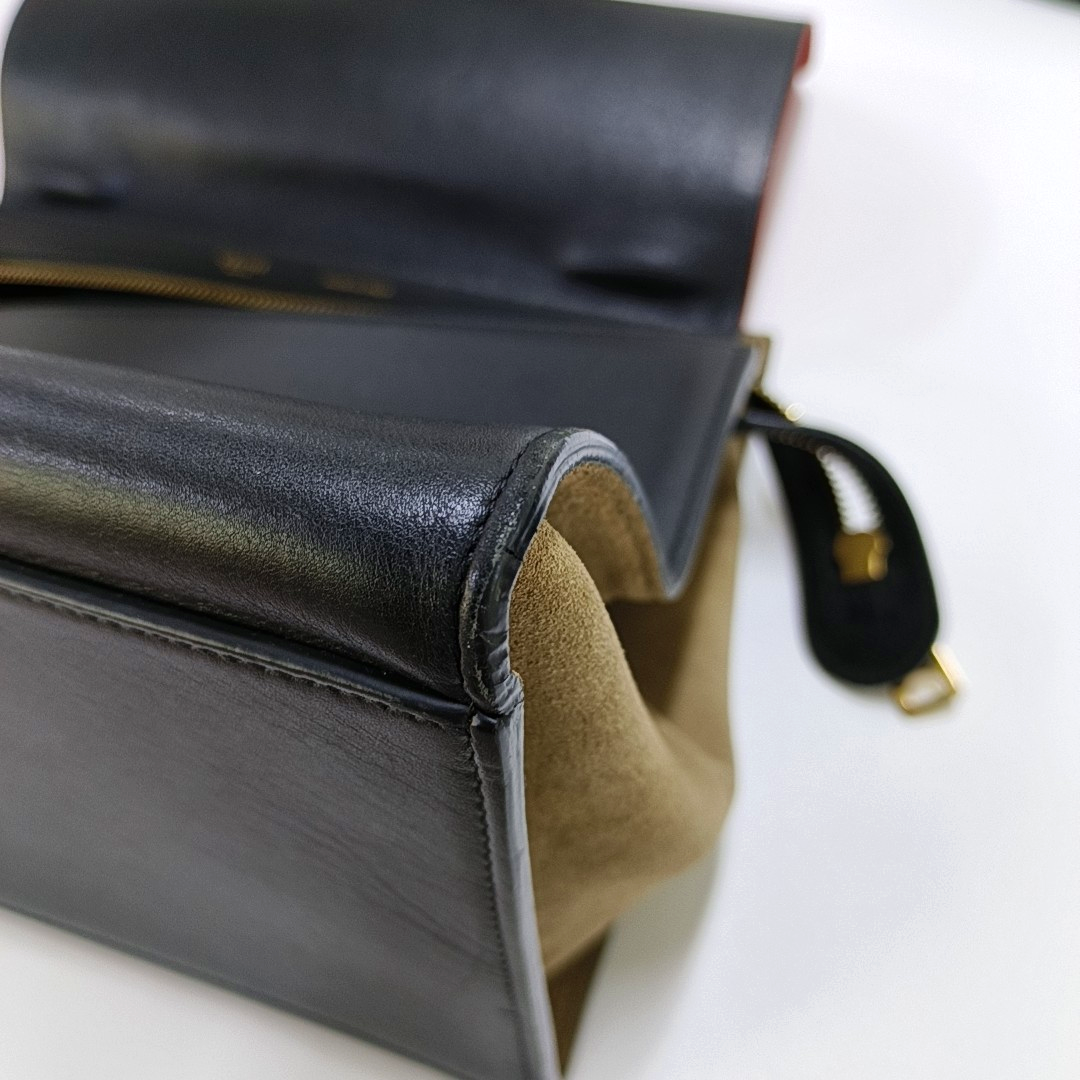 CELINE TRAPEZE Small size Multicolor Cowhide Swing Bag Single Shoulder Bag Handbag Golden hardware Removable shoulder strap-(SKU)-958711206