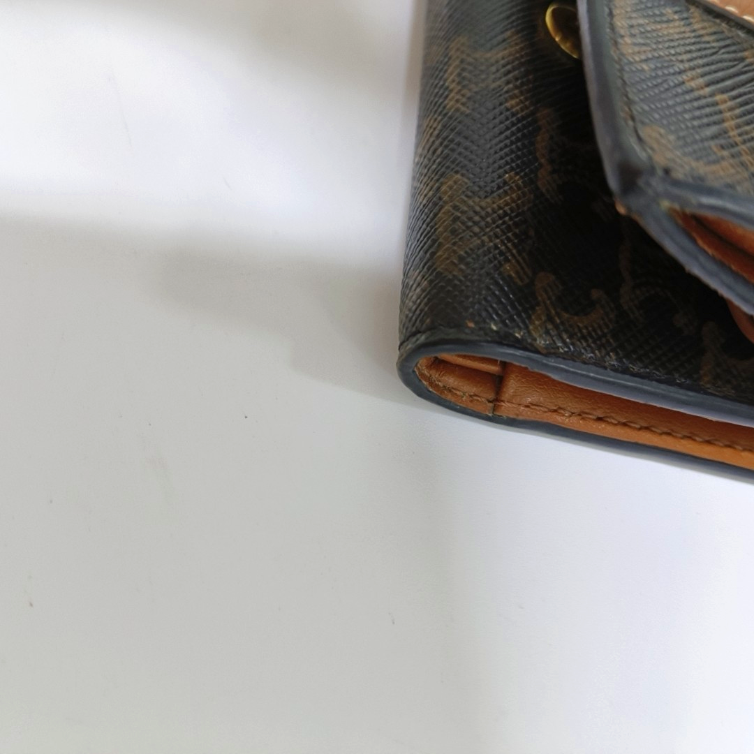 CELINE Brown Coated Canvas Triumph Wallet Golden hardware-(SKU)-939788660