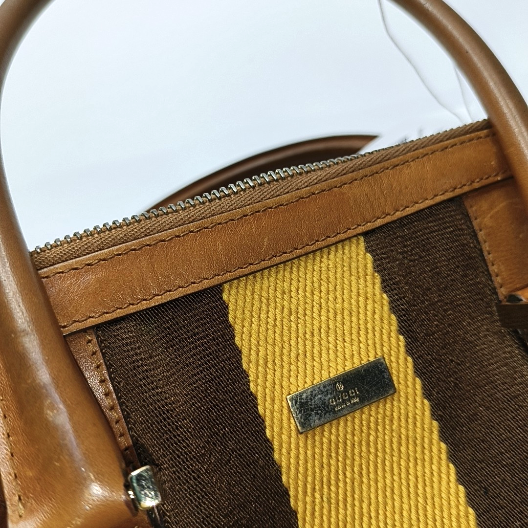 GUCCI Brown Leather Tote Bag Shoulder Bag Golden hardware-(SKU)-932783273