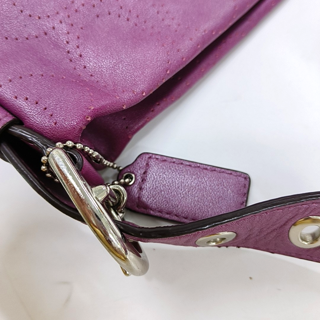 COACH Fuchsia Leather Cut-Out Sling Bag Silver Hardware Removable shoulder strap-(SKU)-928562151