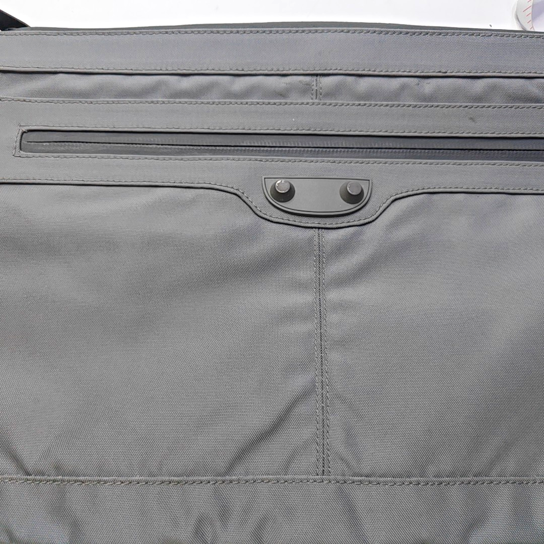 BALENCIAGA Classic City Gray Canvas Studs Clutch Silver Hardware-(SKU)-935826835