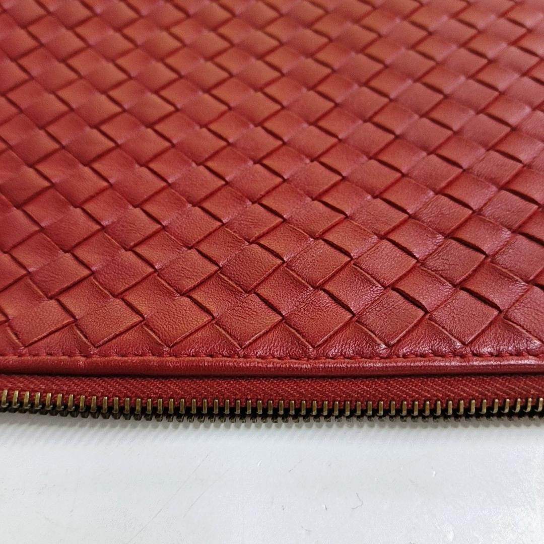 BOTTEGA VENETA Red Cowhide Braided Handbag Black hardware-(SKU)-947934561