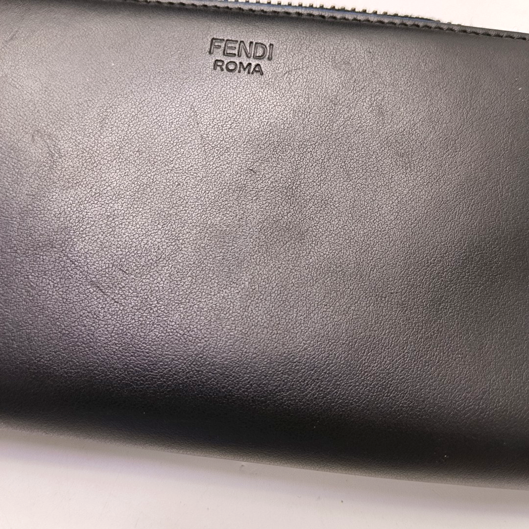 FENDI Monster Black Leather Embossed Wallet Black hardware-(SKU)-955589989