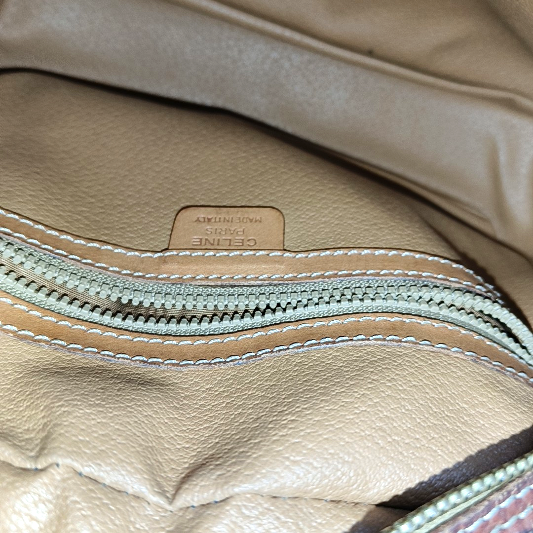 CELINE Brown Coated Canvas Triumph Gate Single Shoulder Crossbody Bag Golden hardware-(SKU)-14339227