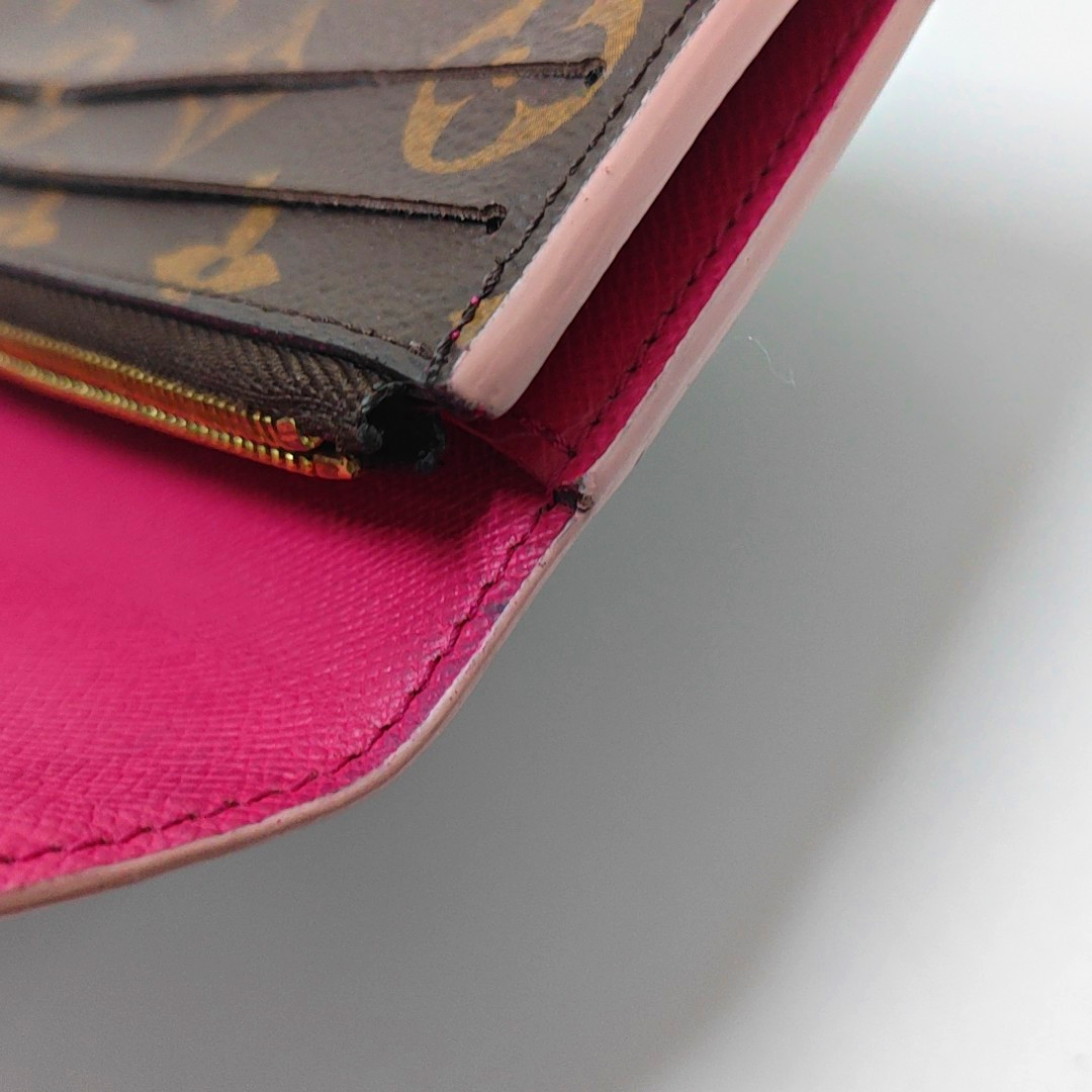 LOUIS VUITTON EMILIE Brown coated canvas vintage wallet Golden hardware-(SKU)-942991994