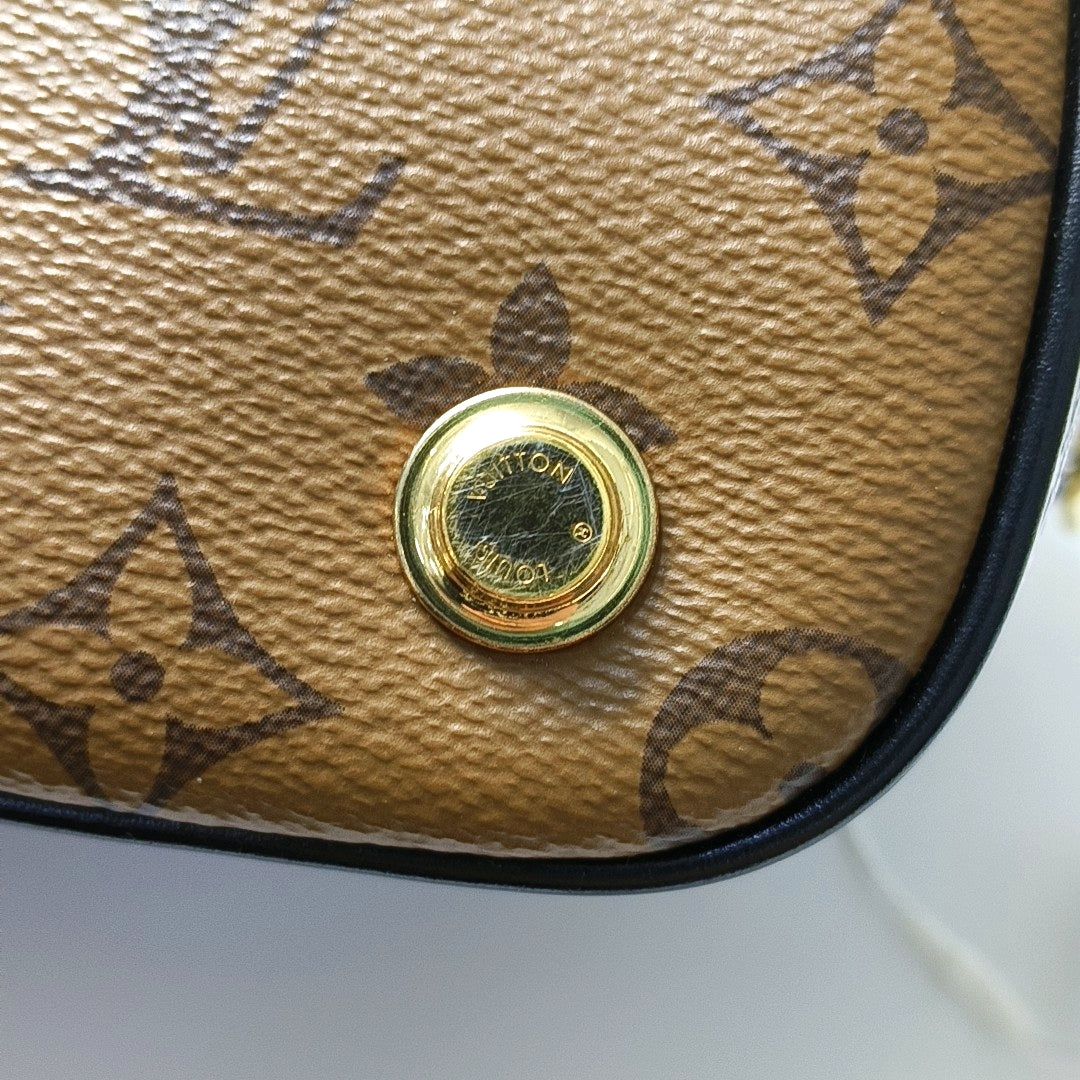 LOUIS VUITTON NICE Small Brown Coated Canvas Vintage Shoulder Bag Tote Bag Crossbody Bag Gold Hardware Removable Strap-(SKU)-969536656