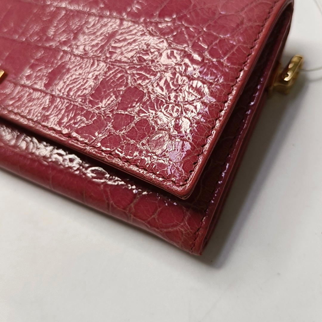 Miu Miu Pink cowhide crocodile-pattern wallet Golden hardware-(SKU)-947973740