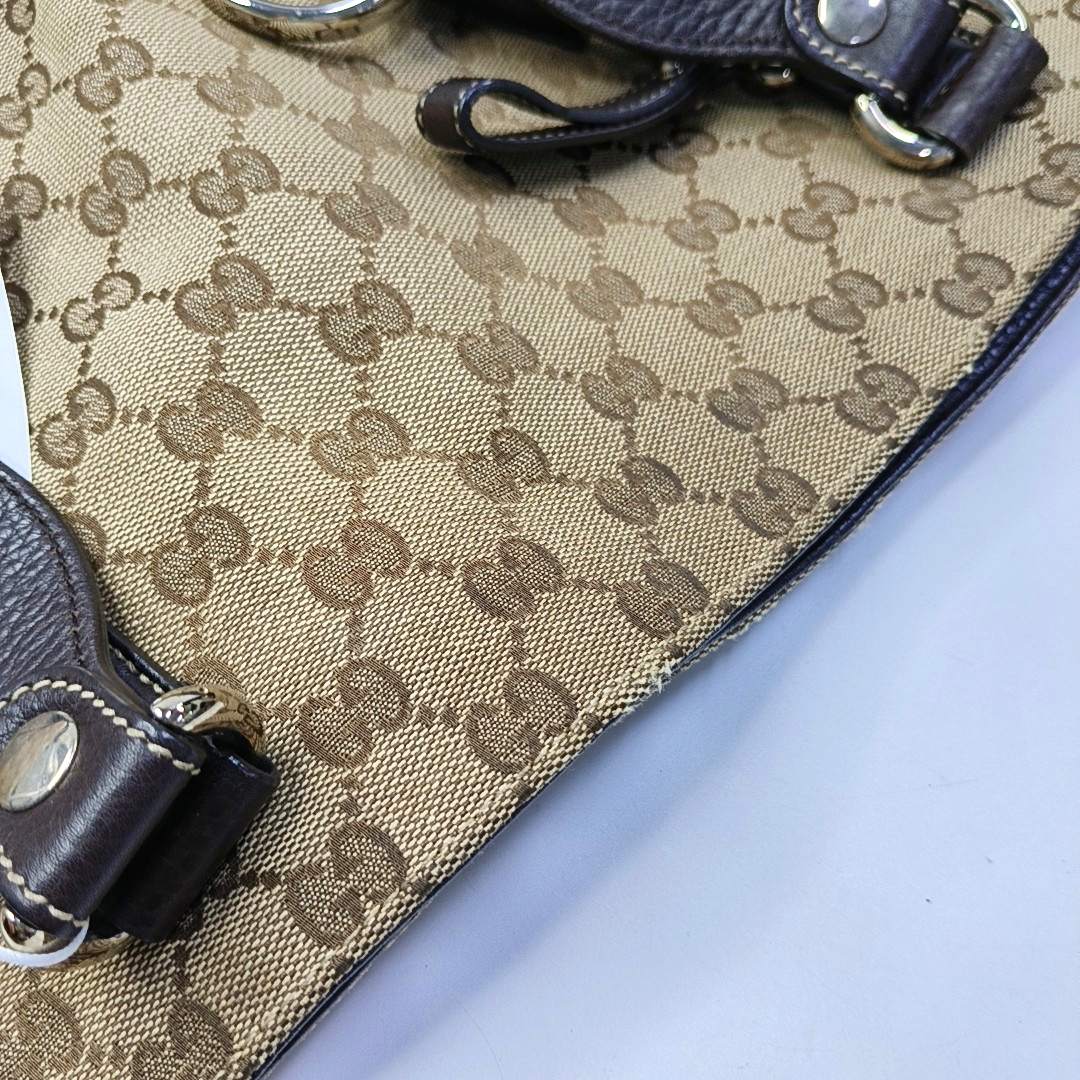 GUCCI Babouska Khaki canvas monogram crossbody bag, handbag Silver Hardware-(SKU)-958404540