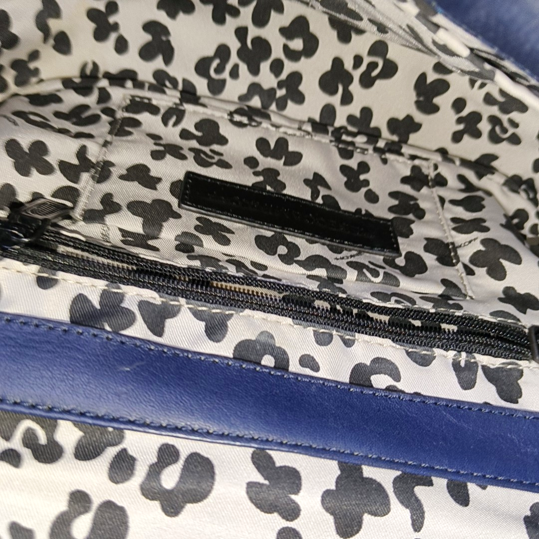 REBECCA MINKOFF Love Blue Leather Quilted Crossbody Shoulder Bag Silver Hardware Removable shoulder strap-(SKU)-935256758