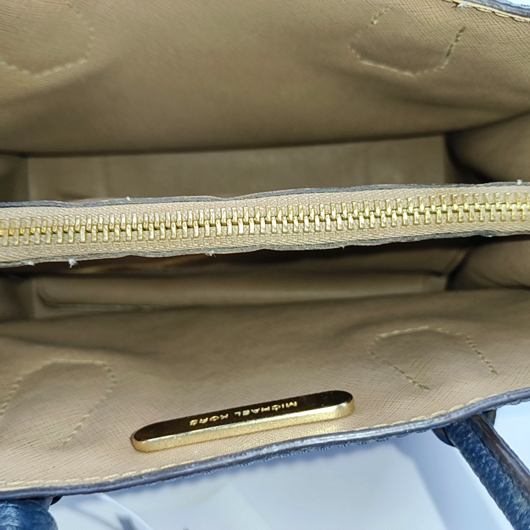 MICHAEL KORS Mercer Medium size Dark Blue Calf Leather Crossbody Shoulder Bag Tote Golden hardware Removable shoulder strap-(SKU)-943526572