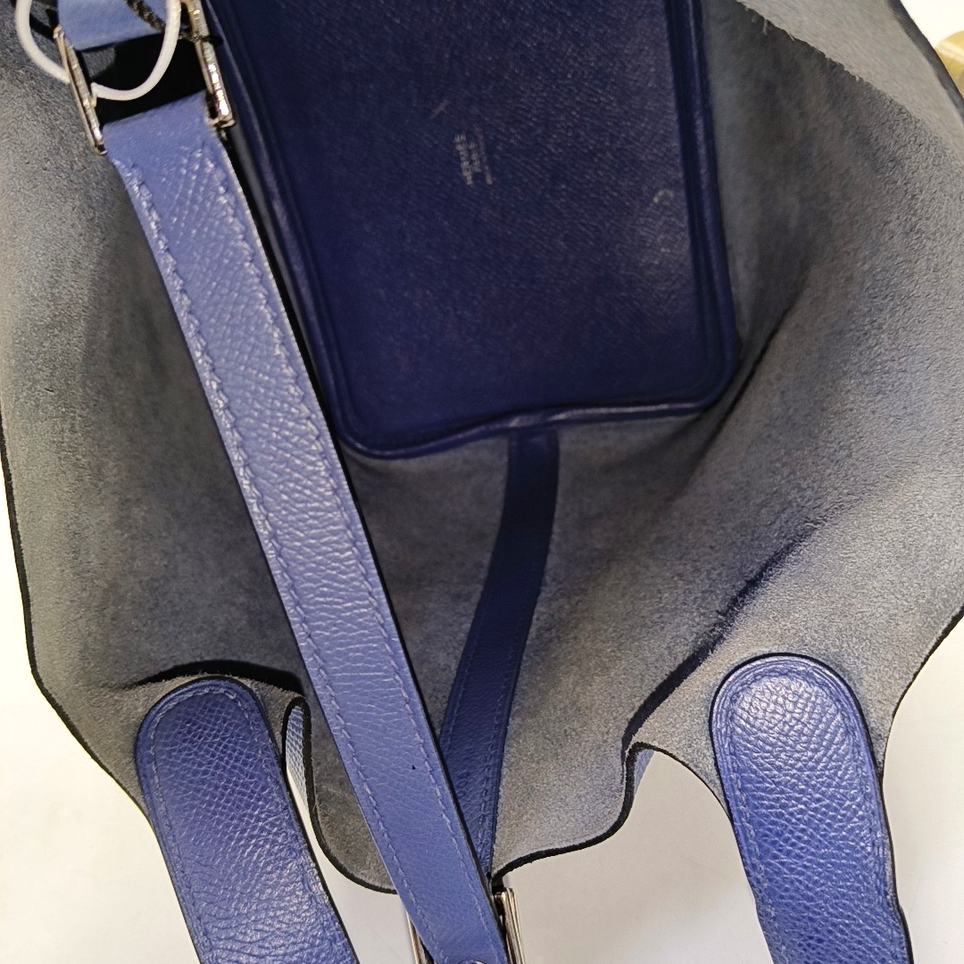HERMÈS Picotin Lock 18 Royal Blue Epsom Leather Picotin Handbag Silver Hardware C Engraving-(SKU)-947825962