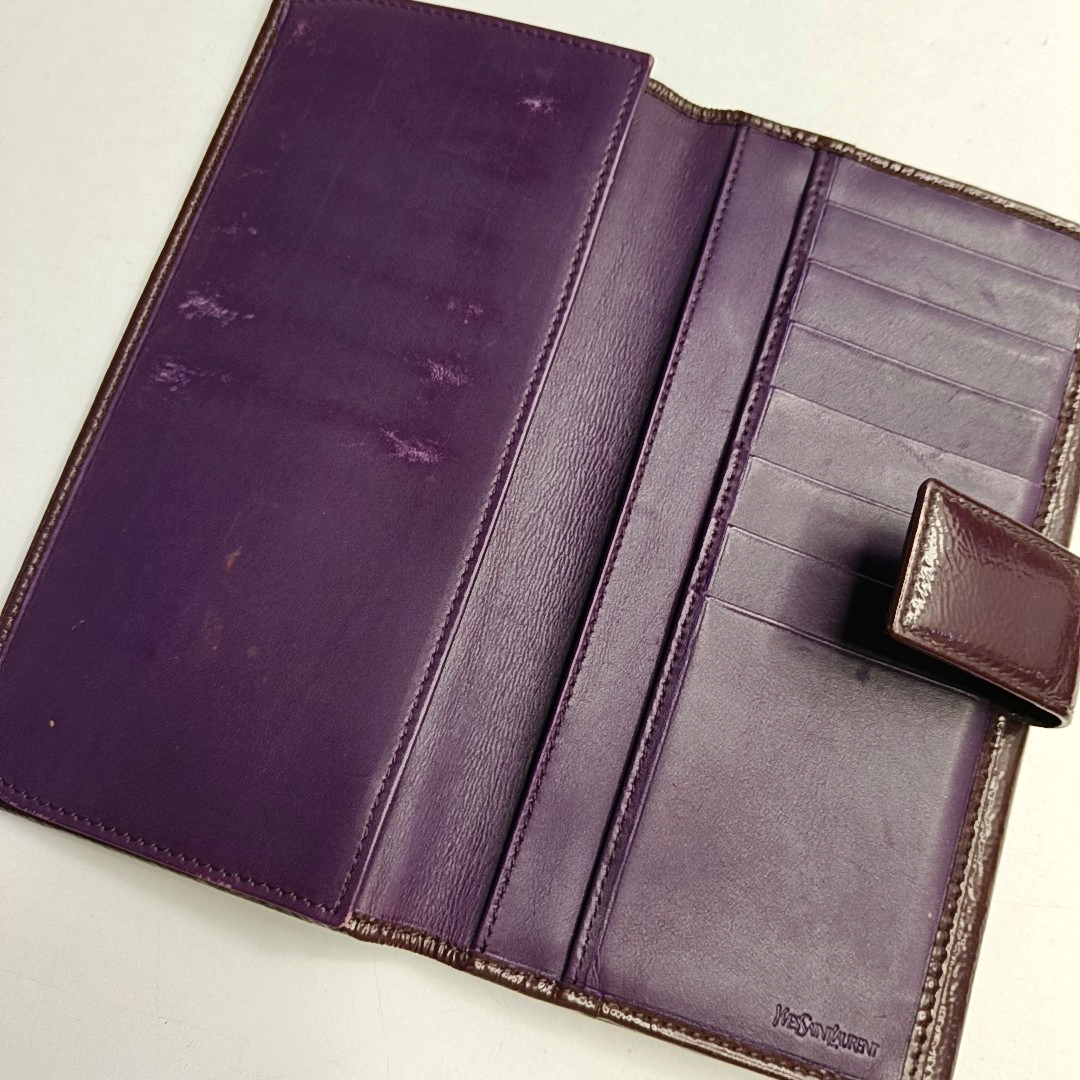 YSL Pink Purple Leather Embossed Wallet-(SKU)-954355726