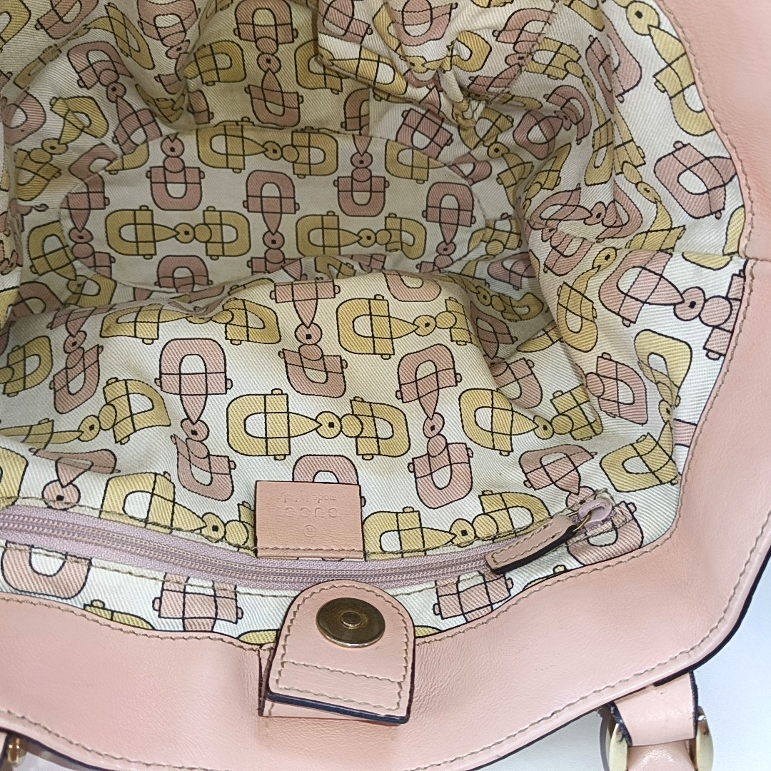 GUCCI D Gold Nude Pink Calfskin Monogrammed Tote Bag Single Shoulder Bag Golden hardware-(SKU)-13640994