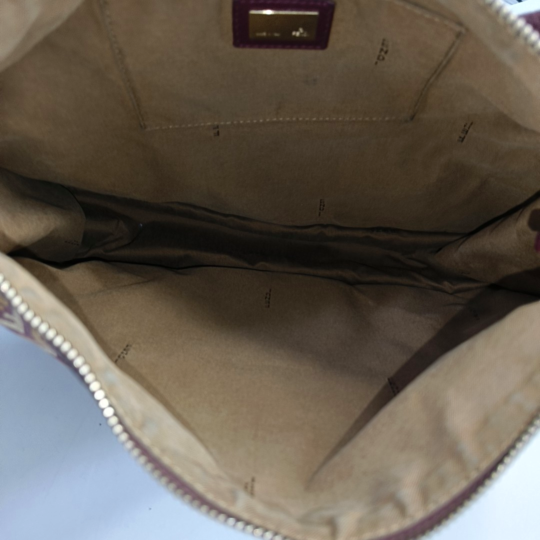 FENDI 棕色帆布双FShoulder Bag Handbag Golden hardware-(SKU)-944776879