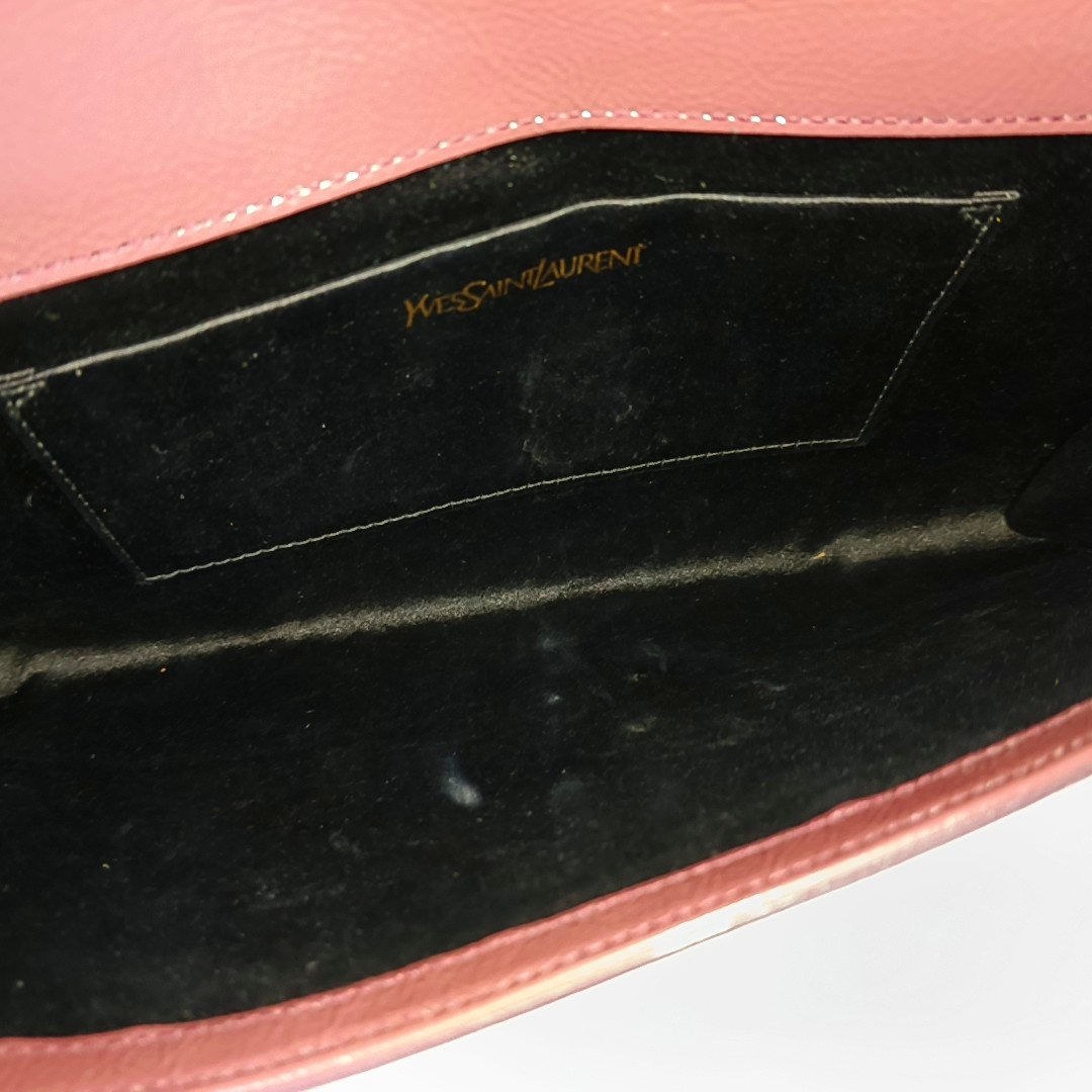 YSL BELLE JOUR Large size Brick Red Patent Leather Quilted Clutch Golden hardware-(SKU)-955692899