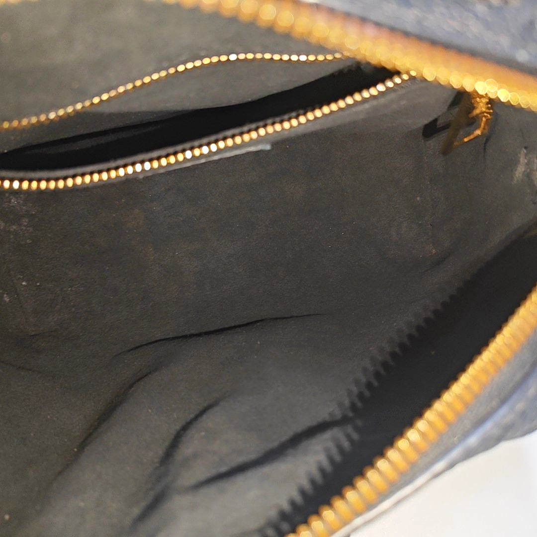 LOUIS VUITTON PETITE MALLE Black Calfskin Monogram Embossed Single Shoulder Bag Tote Bag Gold Hardware Removable Strap-(SKU)-934939114