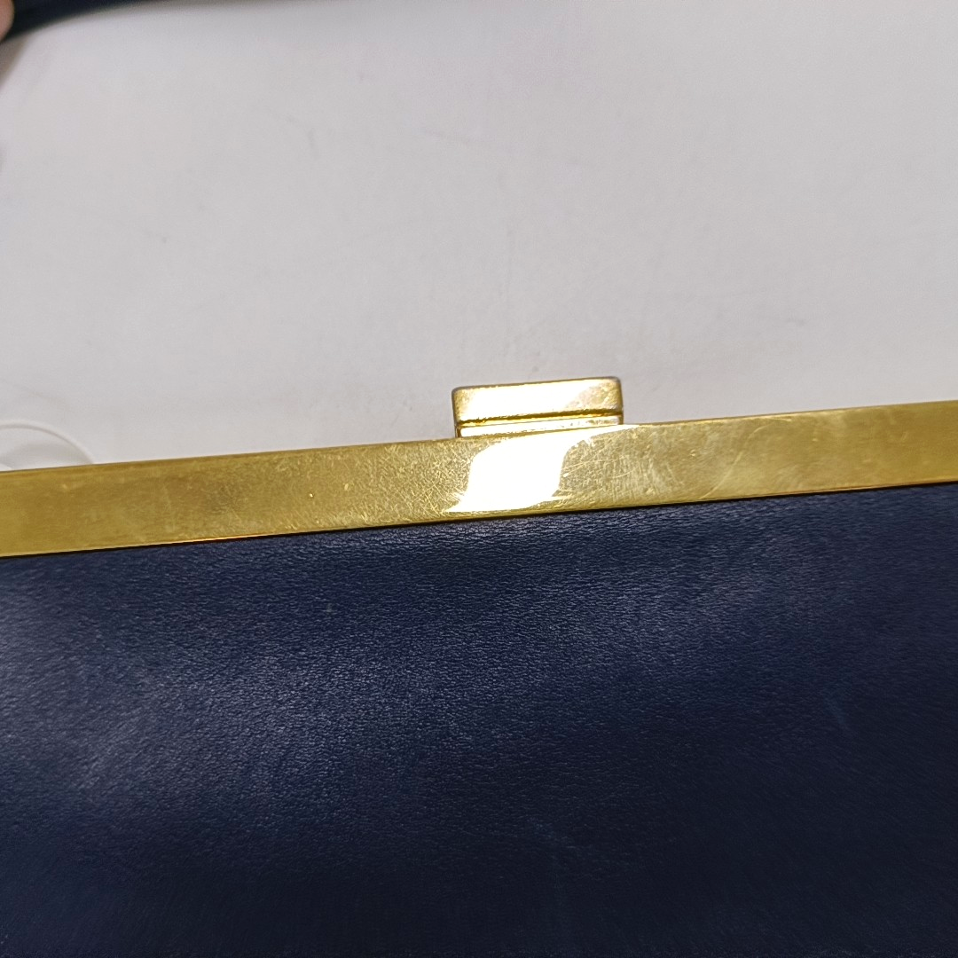 CELINE Box Bag Dark Blue Leather Crossbody Shoulder Bag Golden hardware-(SKU)-957943140
