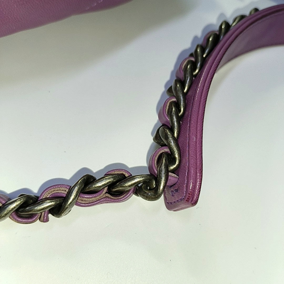 CHANEL CHANEL 19 Small Pastel Pink Lamb Leather Quilted Stitch Shoulder Bag Crossbody Bag Gold Silver Rhodium Hardware 30 Clasp-(SKU)-966023711