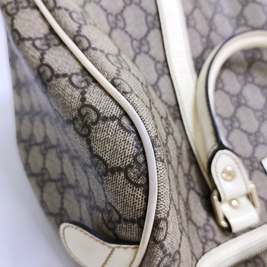 GUCCI Beige Coated Canvas Monogrammed Tote Bag Golden hardware-(SKU)-958959380