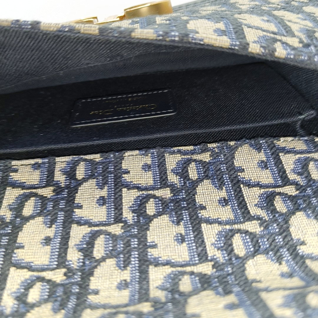 DIOR 30 Montaigne East-West blue canvas Monogram jacquard Montaigne bag shoulder bag crossbody bag removable shoulder strap-(SKU)-969790109