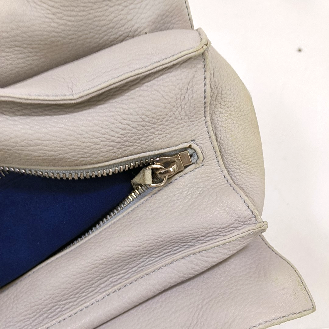 CELINE White Leather Tote Bag Single Shoulder Bag Silver Hardware-(SKU)-947607989