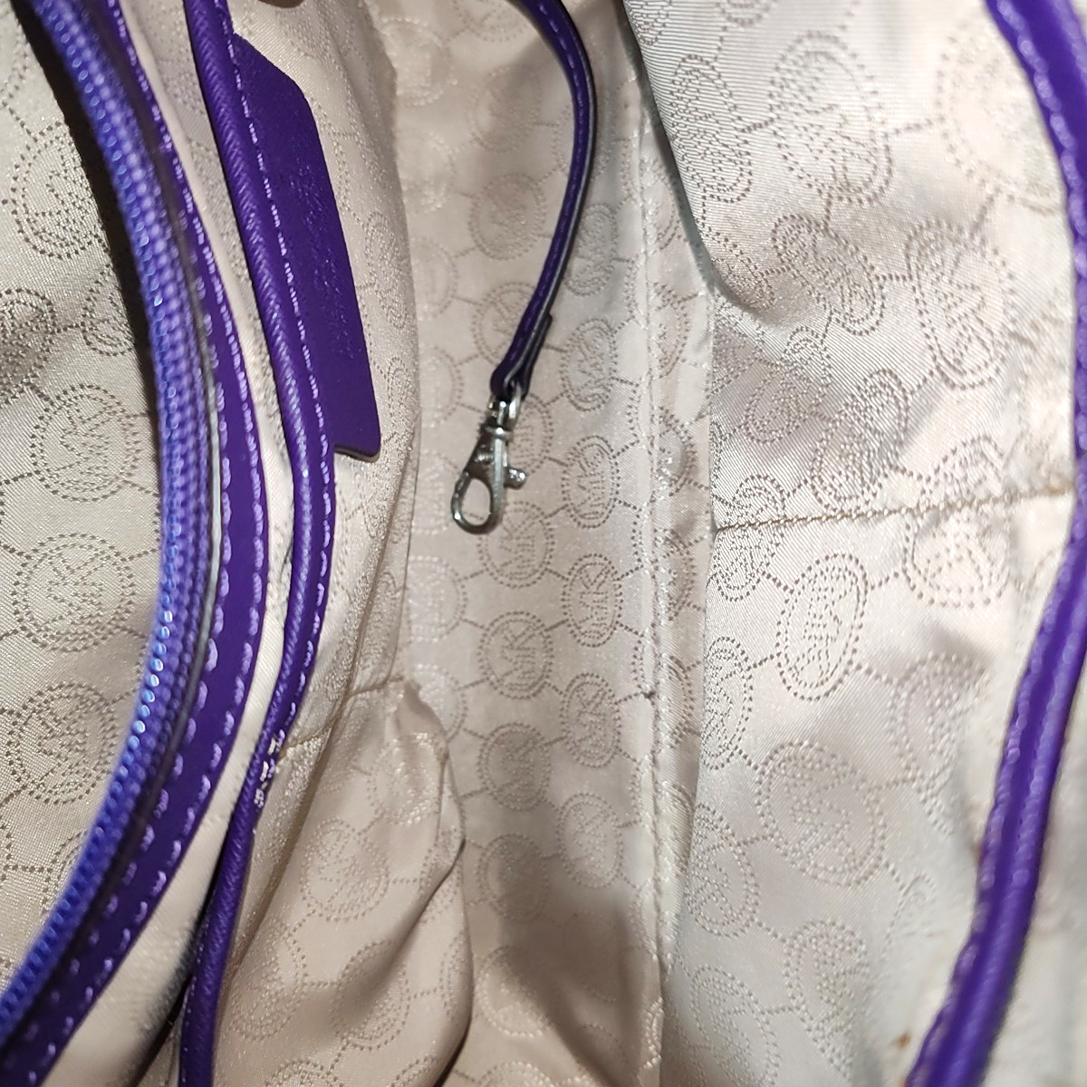 MICHAEL KORS Small size Purple Leather Textured Studs Single Shoulder Bag Handbag Crossbody Silver Hardware Removable shoulder strap-(SKU)-930756966