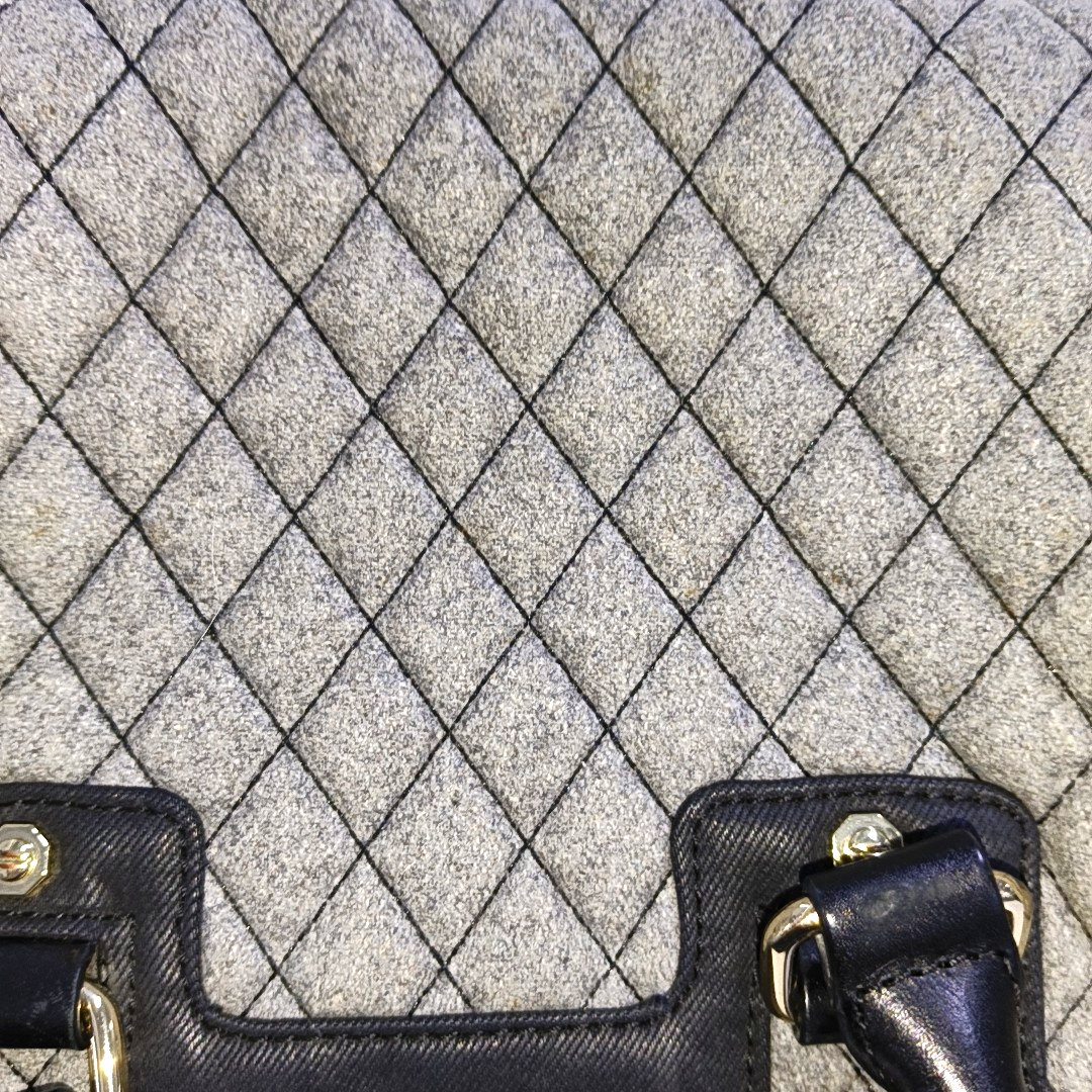 DIESEL Gray Fabric Quilted Single Shoulder Bag Golden hardware Removable shoulder strap-(SKU)-938079464