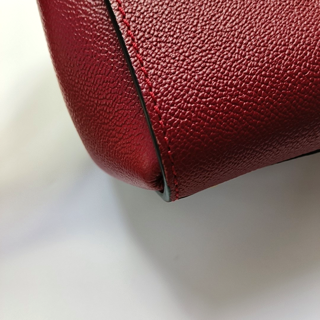 BURBERRY Buckle Red Cowhide Single Shoulder Bag Handbag Crossbody Bag Golden hardware Removable shoulder strap-(SKU)-956703529