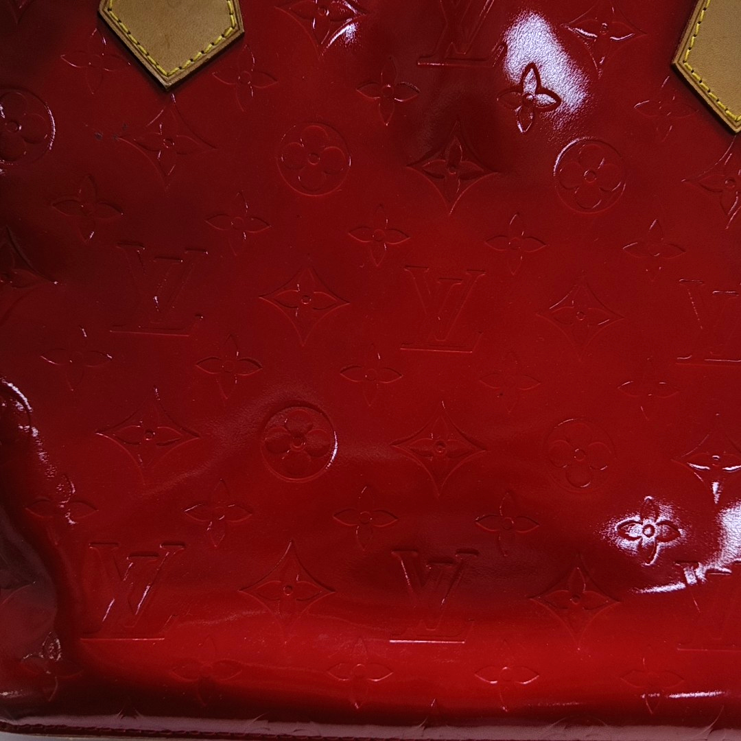 LOUIS VUITTON HOUSTON Red Lacquered Leather Texture Handbag Shoulder Bag Golden hardware Vintage model-(SKU)-943924336