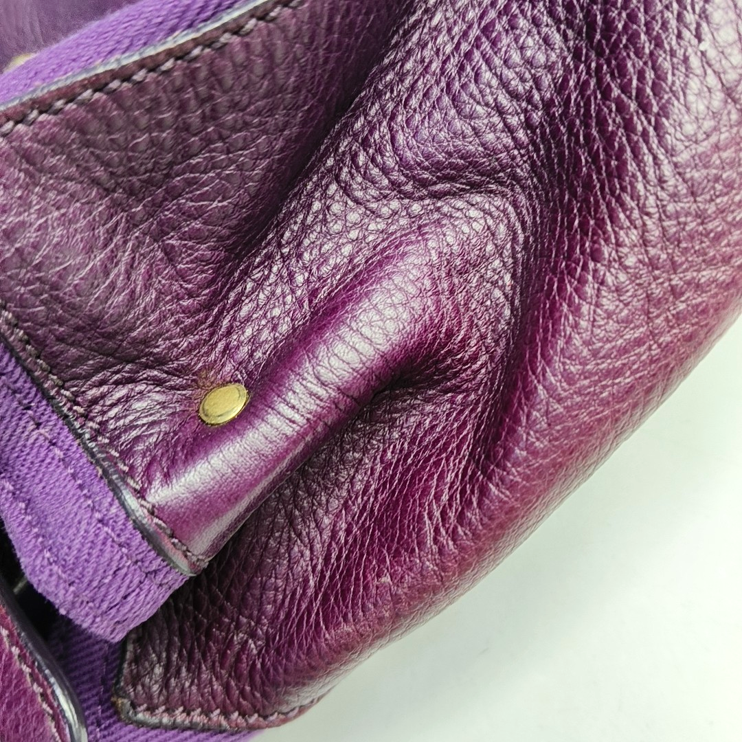 YSL MUSE TWO Purple Leather Tote Golden hardware-(SKU)-954560346