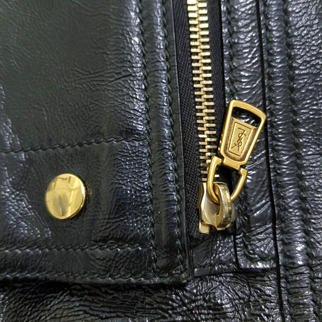 YSL Black Cowhide Studs Tote Handbag Golden hardware-(SKU)-956655184