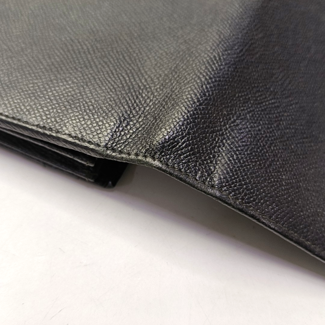 BVLGARI BVLGARI Black Cowhide Embossed Wallet Silver Hardware-(SKU)-942390366