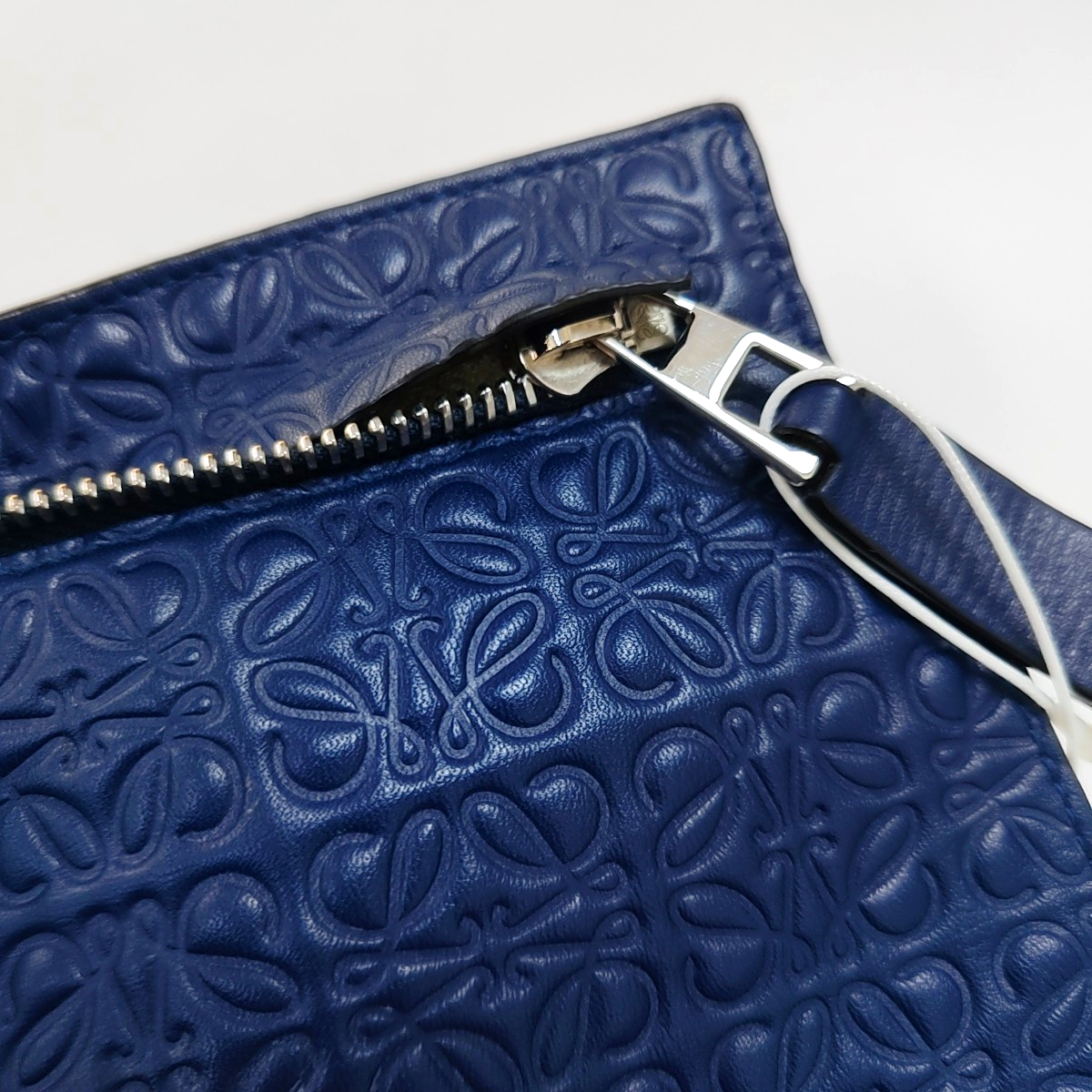 LOEWE T Pouch Blue Calfskin Monogrammed Handbag Golden hardware-(SKU)-957656312