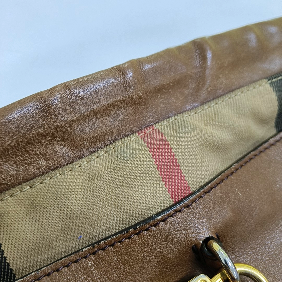 BURBERRY Brown Leather Crossbody Single Shoulder Bag Golden hardware Removable shoulder strap-(SKU)-941129848