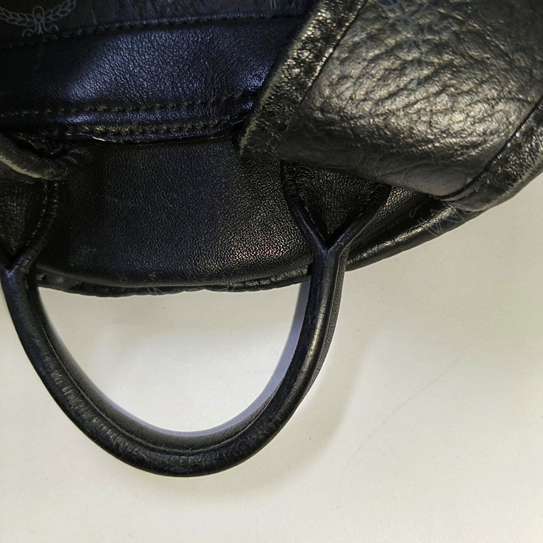 MCM STARK Small size Black Coated Canvas Monogram Studs Backpack Golden hardware-(SKU)-942517154